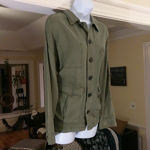 Life in progress long sleeve olive green shirt